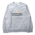 PRO PLAYER Made in USA 90's NFL Football Sweatshirt L Gray Cotton Brushed Lining PITTSBURGH STEELERS