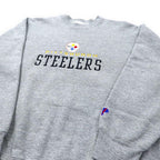 PRO PLAYER Made in USA 90's NFL Football Sweatshirt L Gray Cotton Brushed Lining PITTSBURGH STEELERS