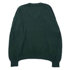 CHEMISE LACOSTE Made in France 80's French Lacoste V-neck Acrylic Knit Sweater 4 Green Wool One Point Logo Big Size