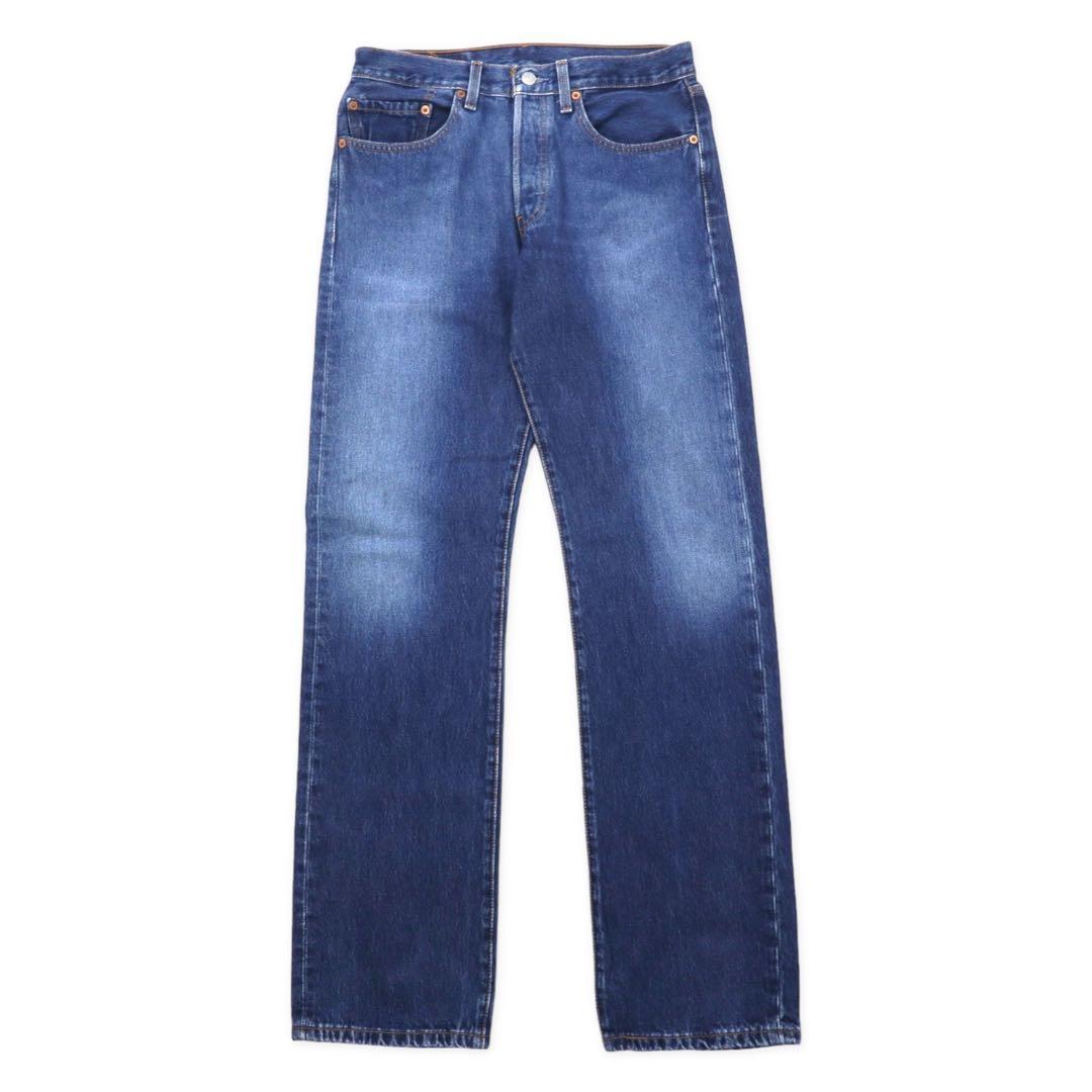 Levi's 90's 501 Regular Straight Denim Pants L Blue Button Back 647 Small e Paper Tag Single Stitch Hem Made in Mexico