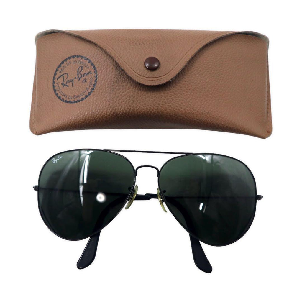 Ray-Ban USA 80s Bausch & Lomb Classic Metal Sunglasses Teardrop Black Double Bridge B&L Vintage