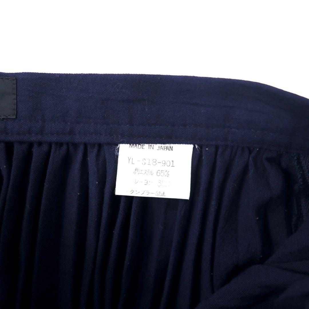 Y's Pleated Skirt S Navy Polyester Rayon YL-S18-601 Made in Japan