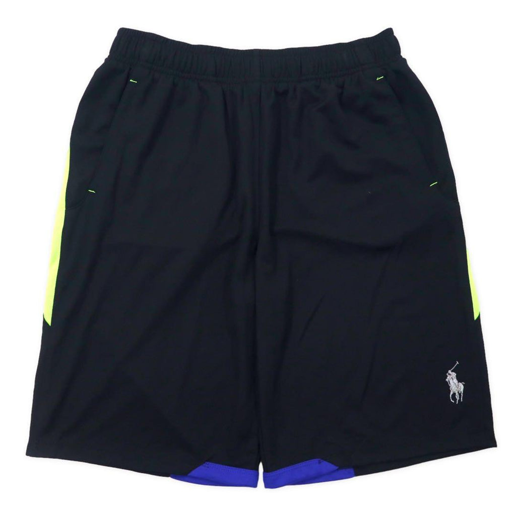 POLO RALPH LAUREN Short Game Pants Half Pants L Black Polyester Side Line Small Pony Unused Item