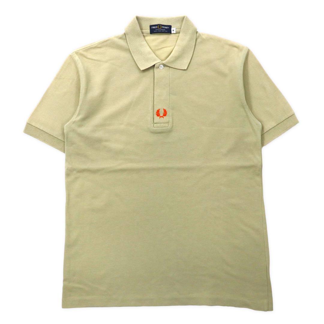 FRED PERRY ポロシャツ M ベージュ コットン ワンポイントロゴ刺繍