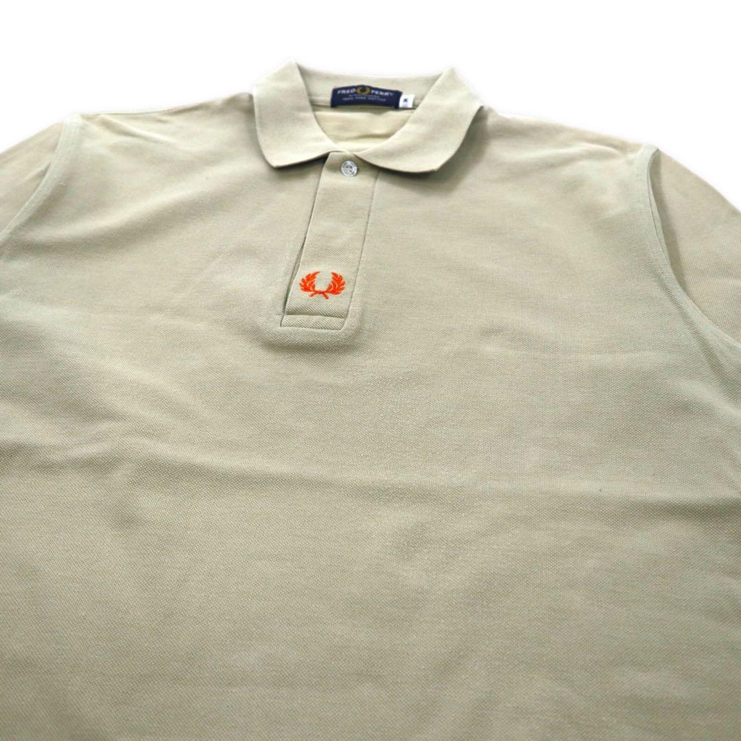 FRED PERRY ポロシャツ M ベージュ コットン ワンポイントロゴ刺繍