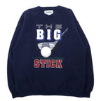 DANAGGERS USA 90's Print Sweatshirt L Navy Cotton Brushed Back THE BIG STICK Big Size