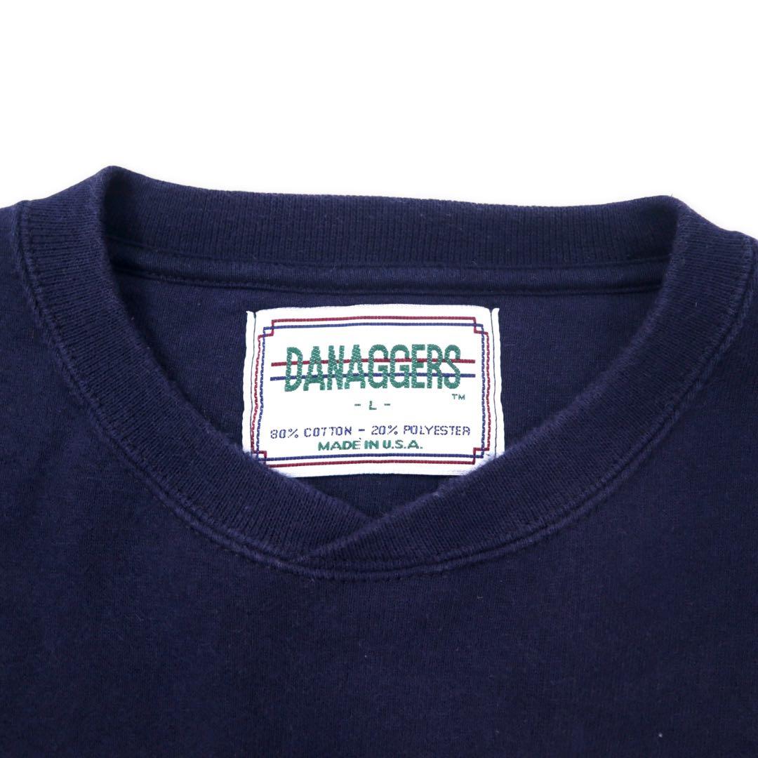 DANAGGERS USA 90's Print Sweatshirt L Navy Cotton Brushed Back THE BIG STICK Big Size