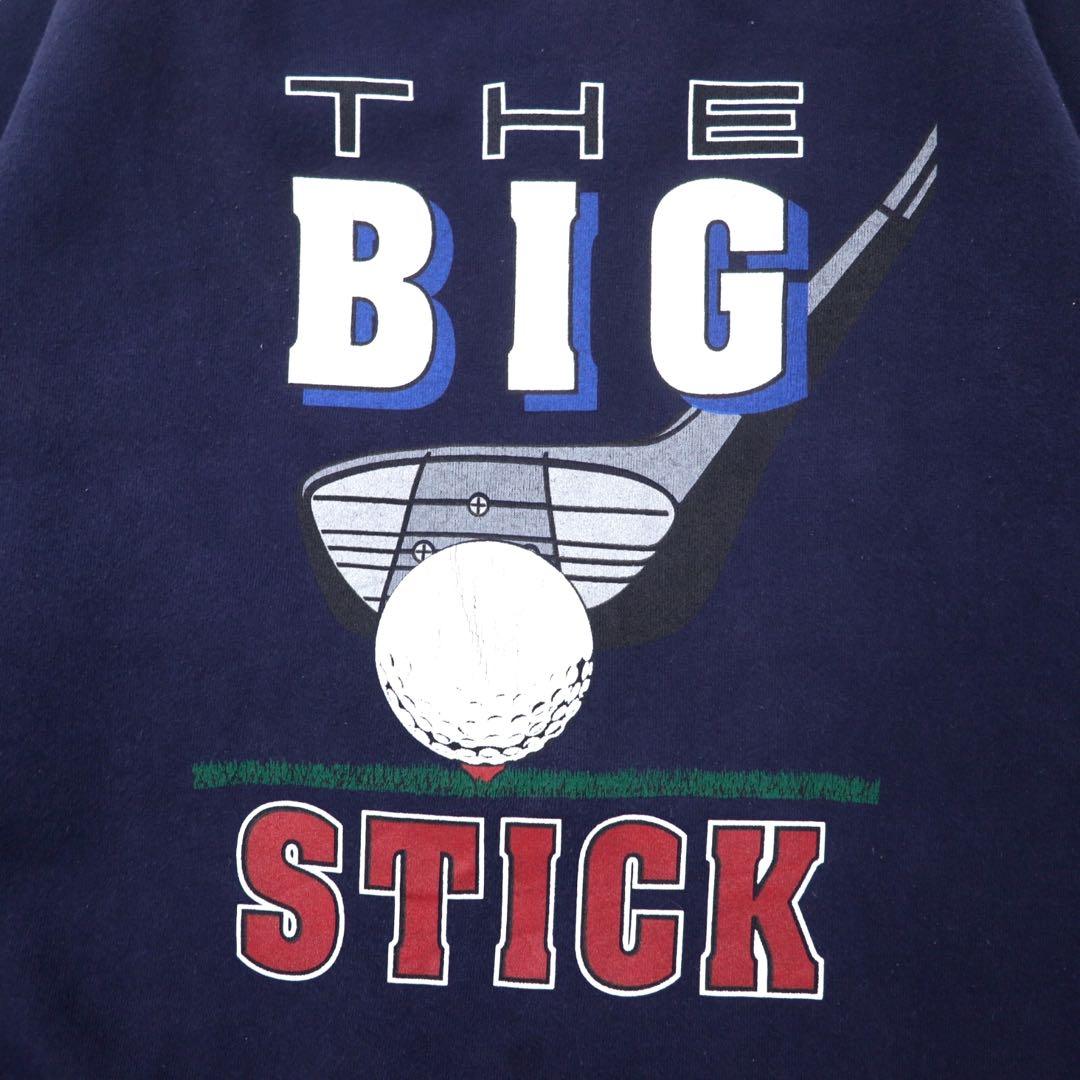 DANAGGERS USA 90's Print Sweatshirt L Navy Cotton Brushed Back THE BIG STICK Big Size
