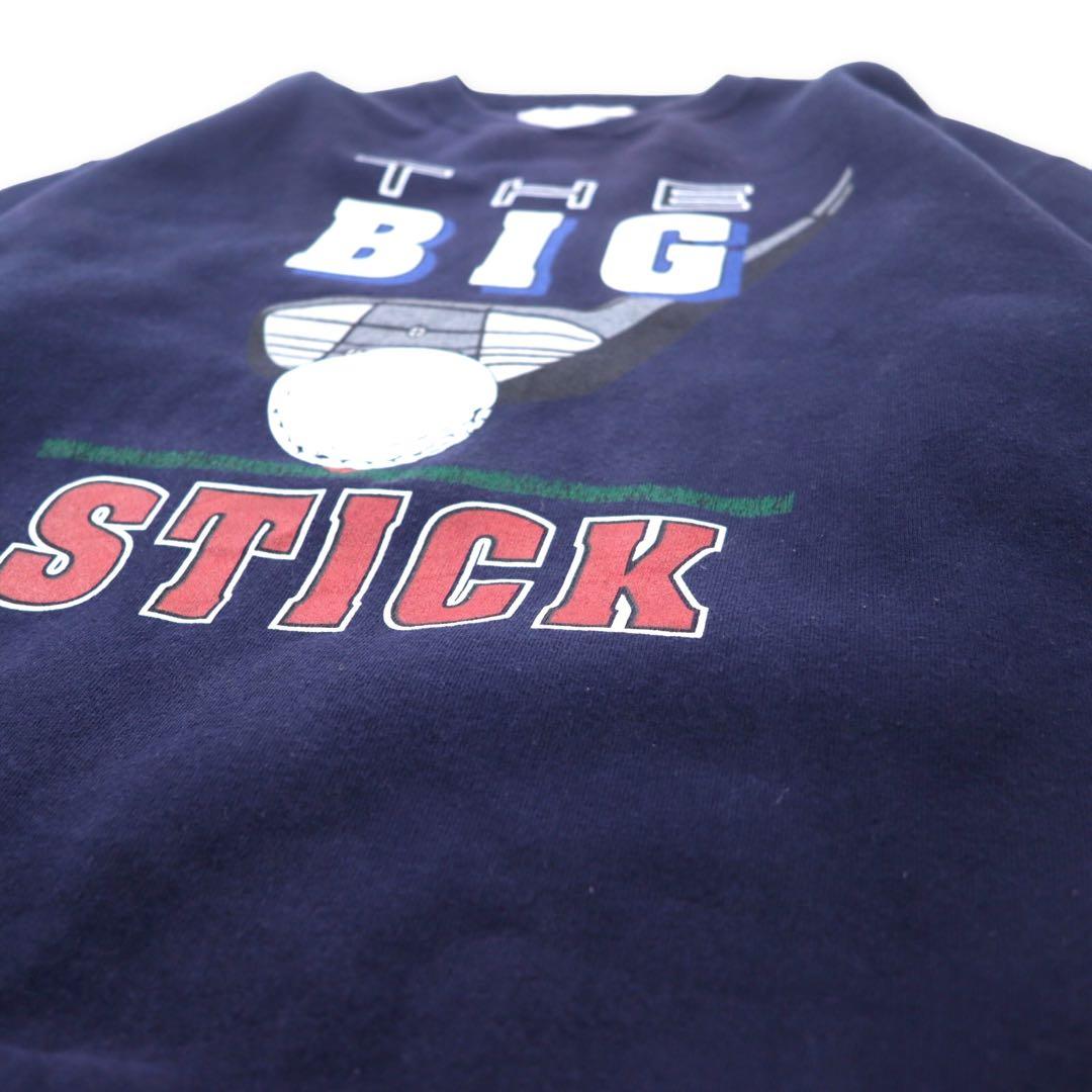 DANAGGERS USA 90's Print Sweatshirt L Navy Cotton Brushed Back THE BIG STICK Big Size