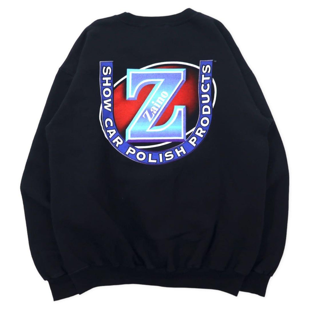 Hanes 90's Printed Sweatshirt M Black Cotton Brushed Back Zaino Back Print Made in Mexico