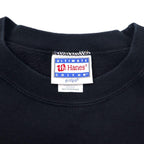 Hanes 90's Printed Sweatshirt M Black Cotton Brushed Back Zaino Back Print Made in Mexico