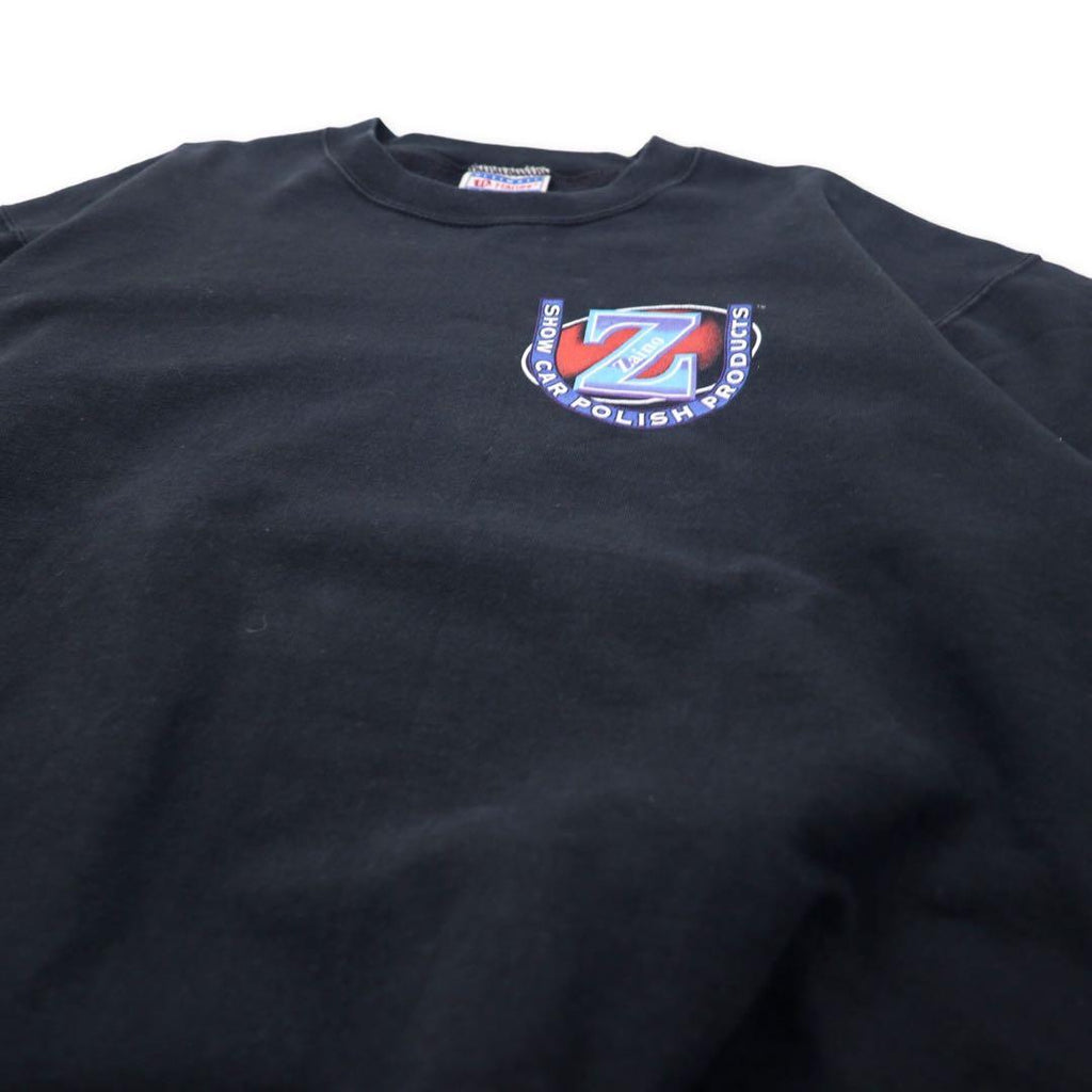 Hanes 90's Printed Sweatshirt M Black Cotton Brushed Back Zaino Back Print Made in Mexico