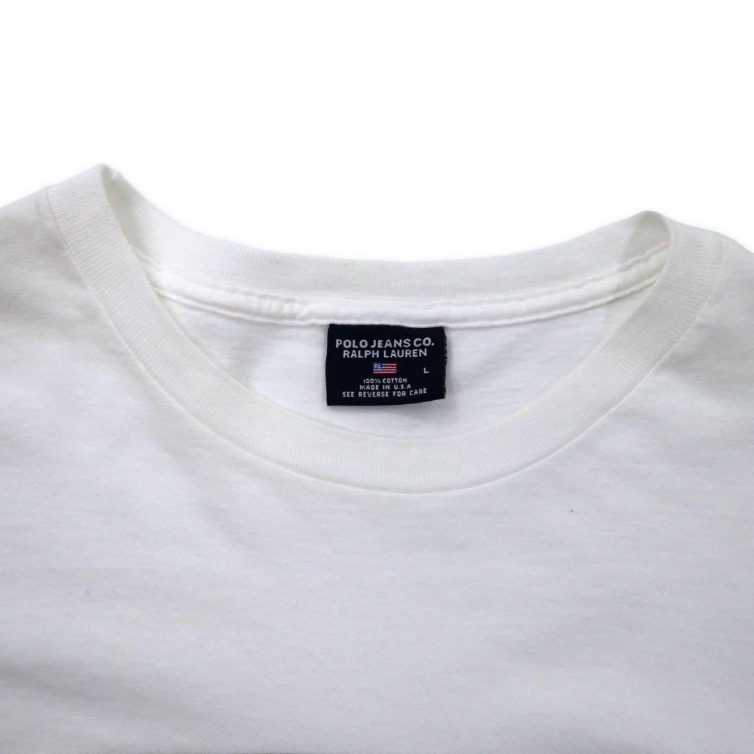 POLO JEANS CO. RALPH LAUREN USA 90's T-shirt L White Cotton RL Print Big Size