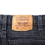 Made in USA Levi's 90's Tapered Black Denim Pants 550 Black 36 Orange Tab 40550-4159 Loose Fit