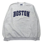 Lee 90's College Print Sweatshirt L Gray Cotton Brushed Back BOSTON