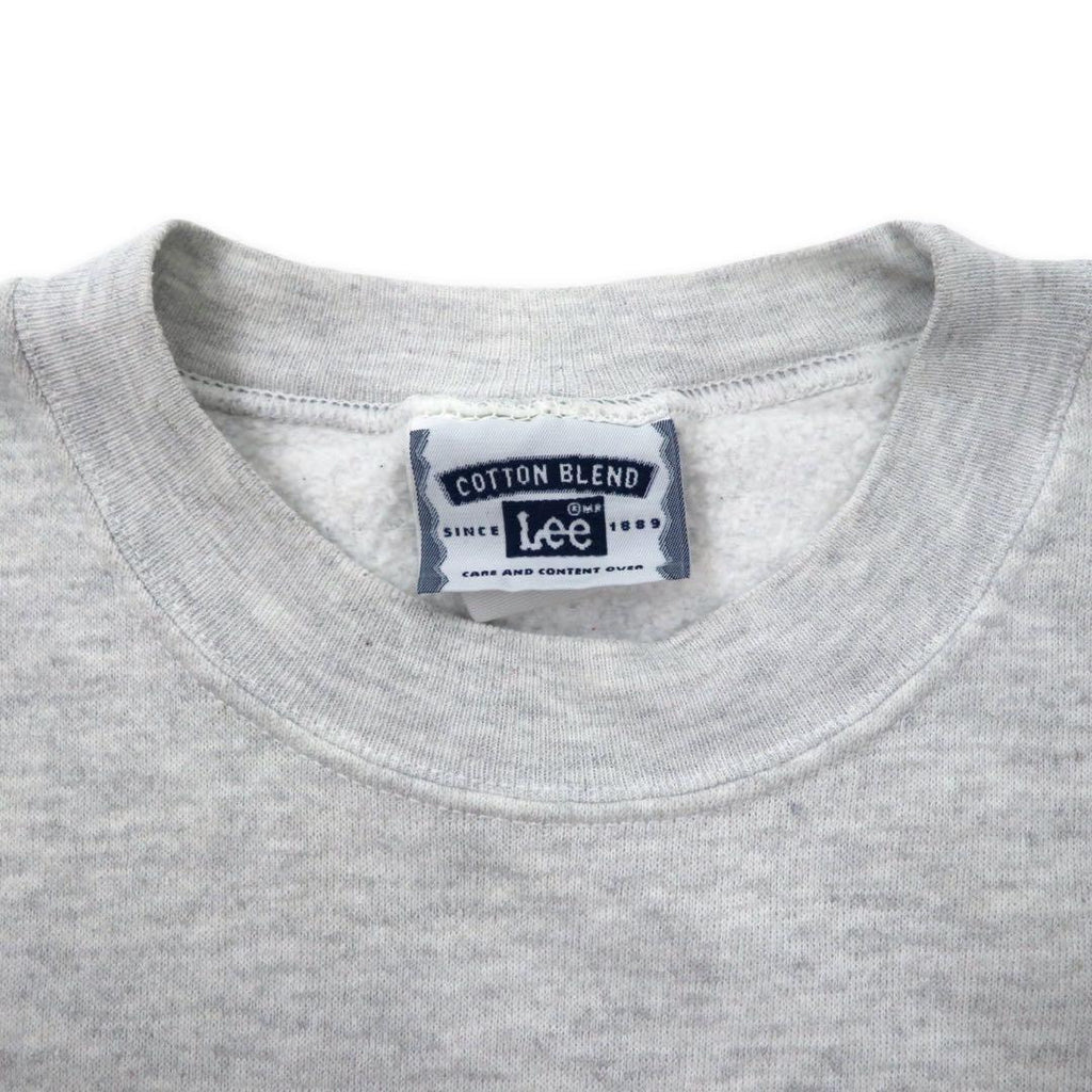 Lee 90's College Print Sweatshirt L Gray Cotton Brushed Back BOSTON