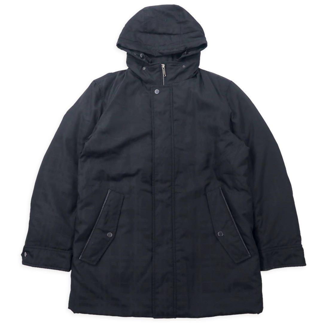 BURBERRY Shadow Check Down Jacket M Black Nova Check Hood Retractable BBN77-723-09