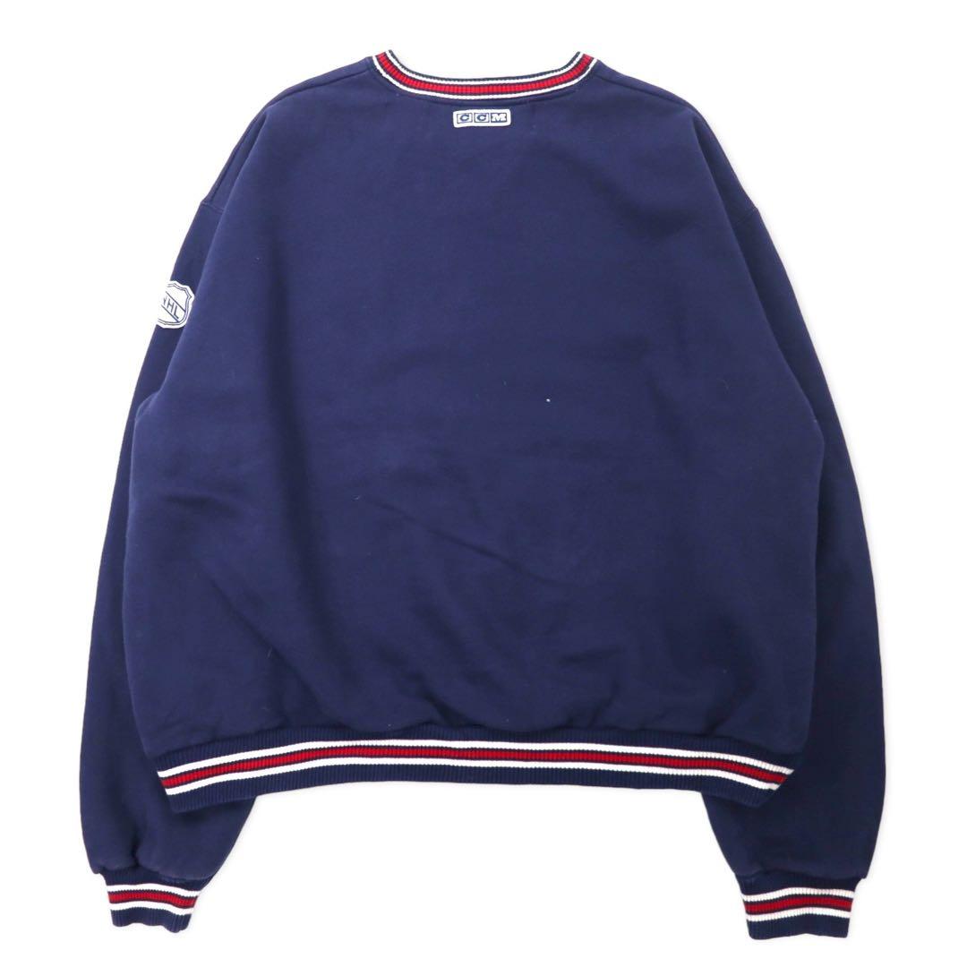 CCM CLASSICS Ribline Sweat XXL Navy Cotton Brushed Lining NHL BLUE JACKETS Big Size