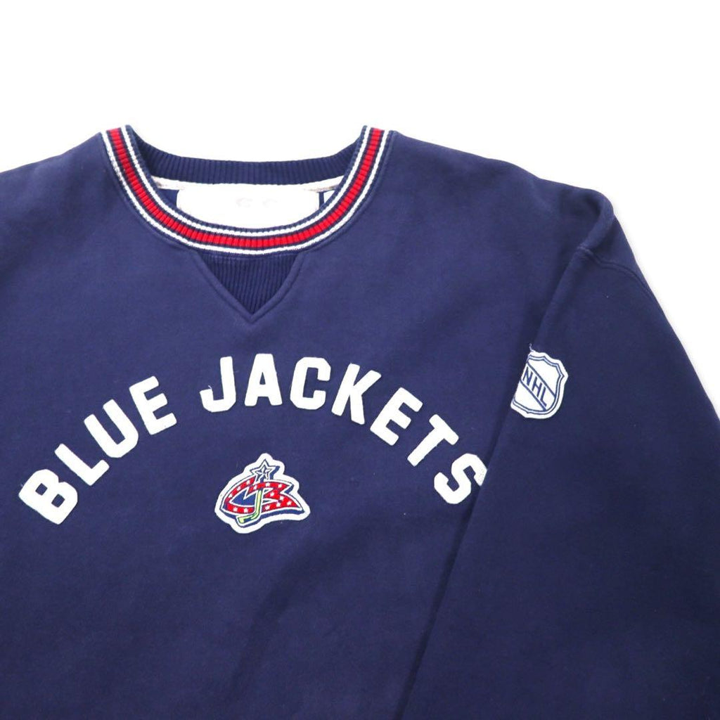 CCM CLASSICS Ribline Sweat XXL Navy Cotton Brushed Lining NHL BLUE JACKETS Big Size