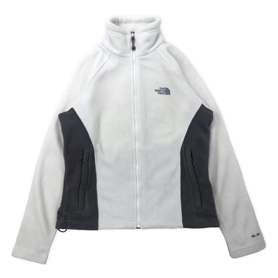 THE NORTH FACE Full Zip Fleece Jacket S White Polyester One Point Logo Embroidery TKA200