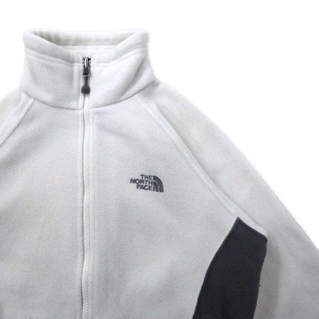THE NORTH FACE Full Zip Fleece Jacket S White Polyester One Point Logo Embroidery TKA200