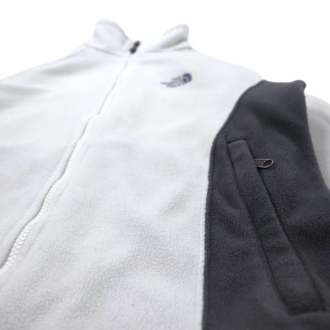 THE NORTH FACE Full Zip Fleece Jacket S White Polyester One Point Logo Embroidery TKA200