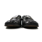 PRADA loafers 23cm black V-tip leather logo plate made in Italy