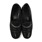 PRADA loafers 23cm black V-tip leather logo plate made in Italy