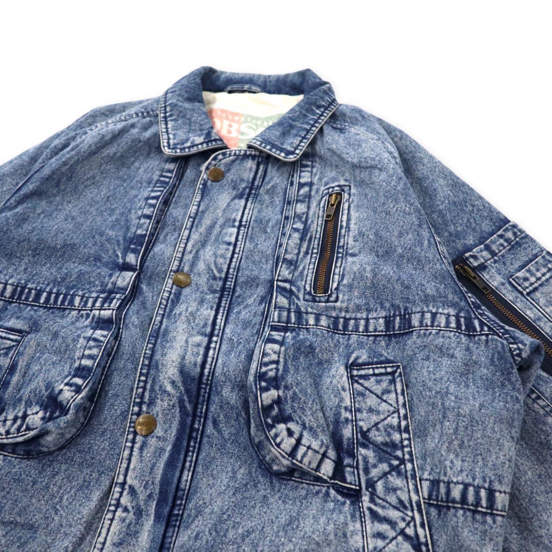 BOBSON 90's Denim Bomber Jacket M Blue Chemical Wash