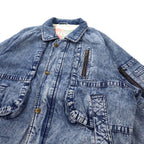 BOBSON 90's Denim Bomber Jacket M Blue Chemical Wash