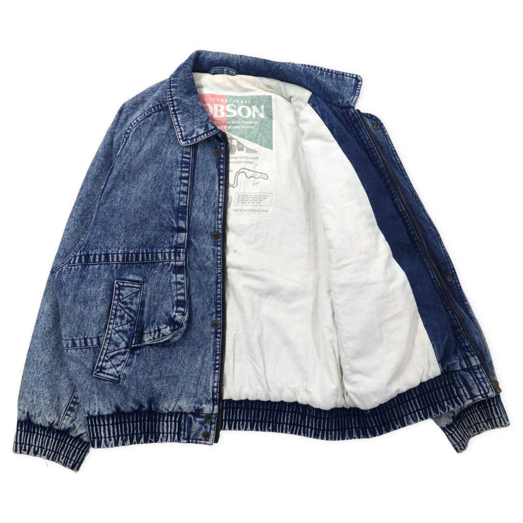 BOBSON 90's Denim Bomber Jacket M Blue Chemical Wash