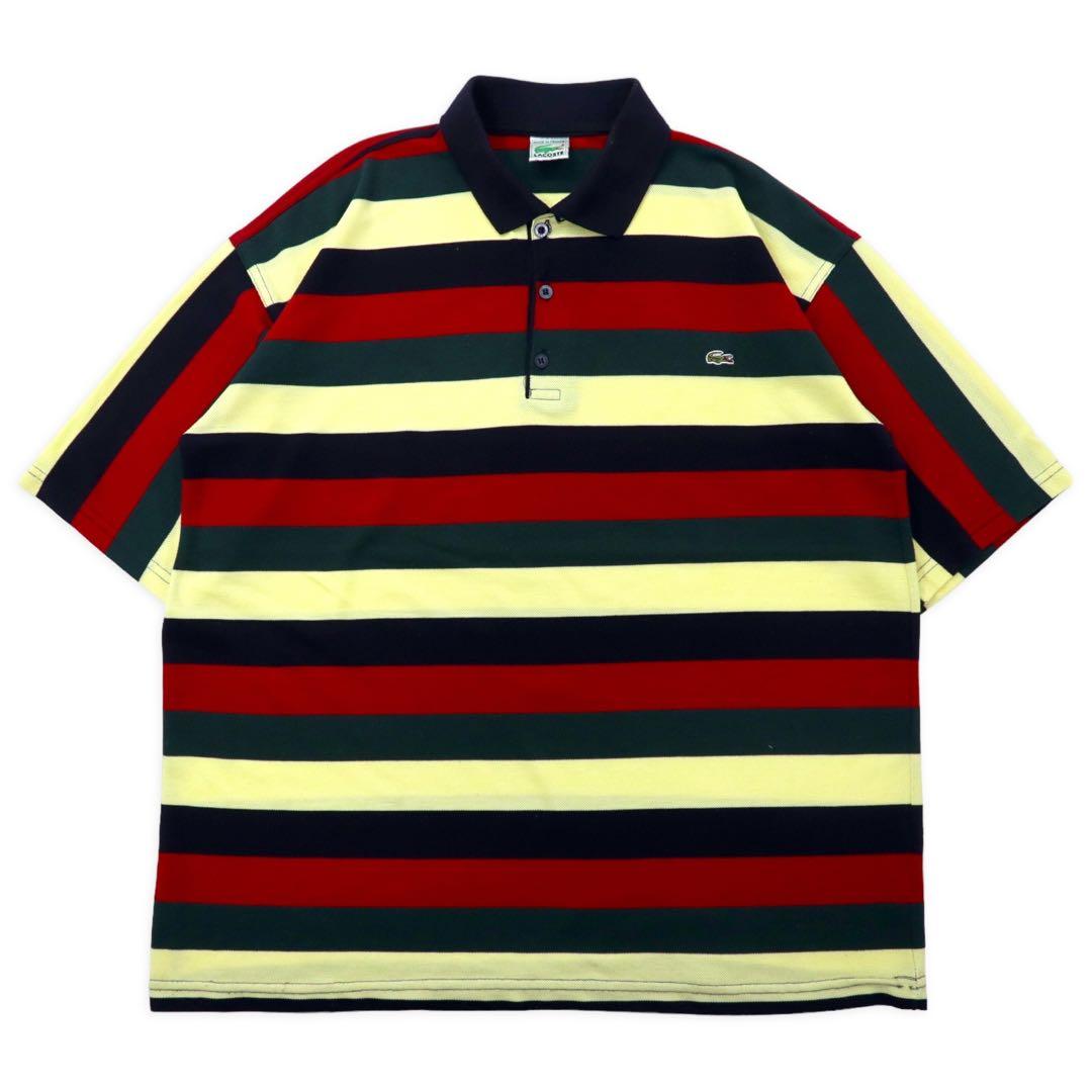 LACOSTE フランス製 80年代 ボーダー ポロシャツ XXL マルチカラー コットン ビッグサイズ
