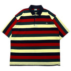 LACOSTE フランス製 80年代 ボーダー ポロシャツ XXL マルチカラー コットン ビッグサイズ