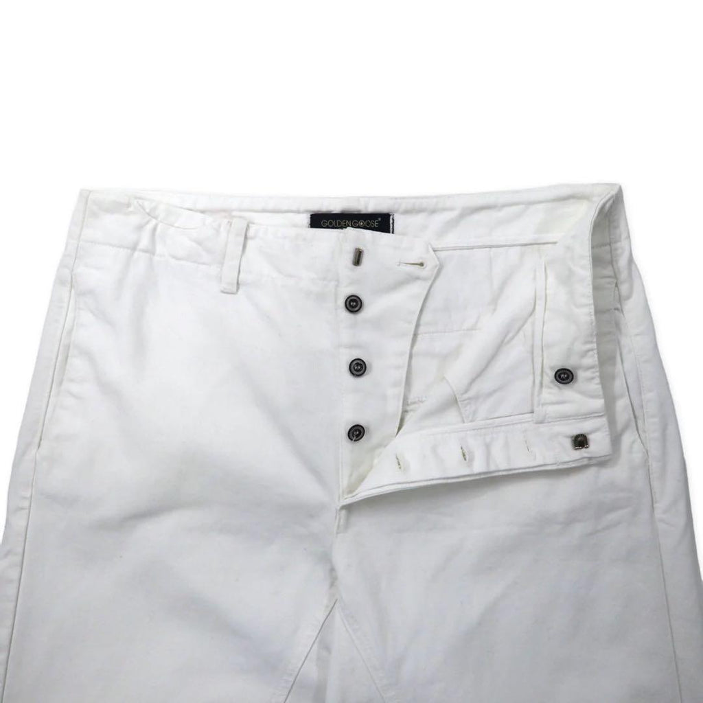 GOLDEN GOOSE DELUXE BRAND Made in Italy Wide Chino Pants S White Cotton