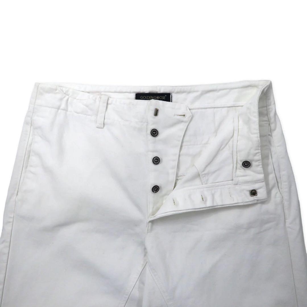GOLDEN GOOSE DELUXE BRAND Made in Italy Wide Chino Pants S White Cotton