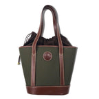 HUNTING WORLD Made in Italy Tote Bag Khaki Canvas Leather Drawstring Bag