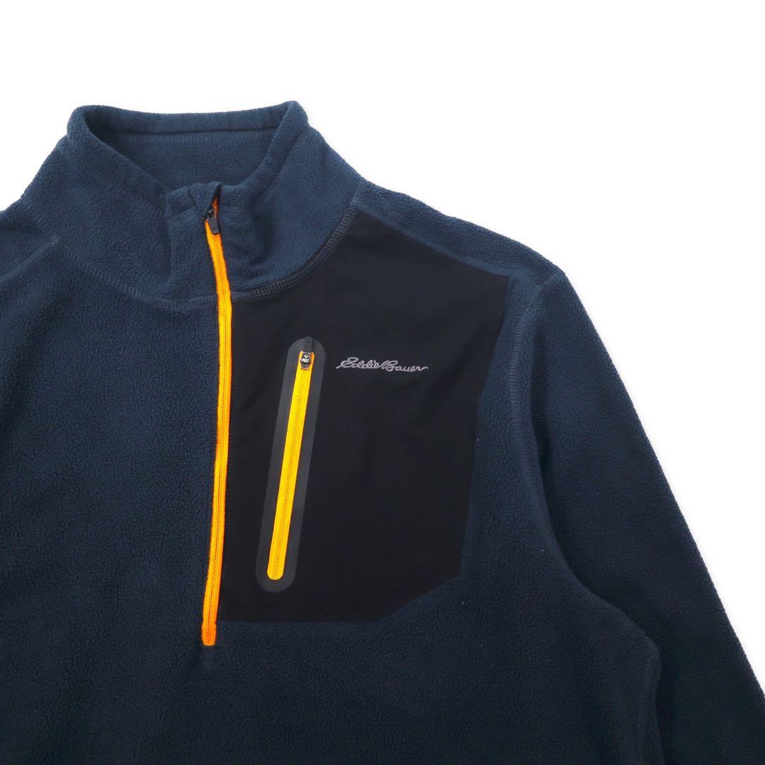Eddie Bauer Half Zip Fleece Jacket M Navy Polyester One Point Logo Embroidery Cloud Layer Pro 1/4 Zip Jacket EM31LK119
