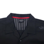 HARLEY DAVIDSON Short Sleeve Open Collar Work Shirt XL Black Cotton Logo Print Big Size