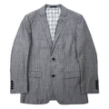 BURBERRY BLACK LABEL 2B Tailored Jacket S Gray Striped Wool Linen Blend Lining Nova Check D1E22-383-06