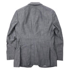 BURBERRY BLACK LABEL 2B Tailored Jacket S Gray Striped Wool Linen Blend Lining Nova Check D1E22-383-06