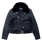 FREAK'S STORE Double Riders Jacket S Black Sheep Leather Lamb Leather Shearling Collar Detachable IDEAL Zip