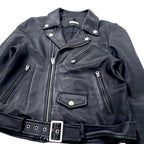 FREAK'S STORE Double Riders Jacket S Black Sheep Leather Lamb Leather Shearling Collar Detachable IDEAL Zip