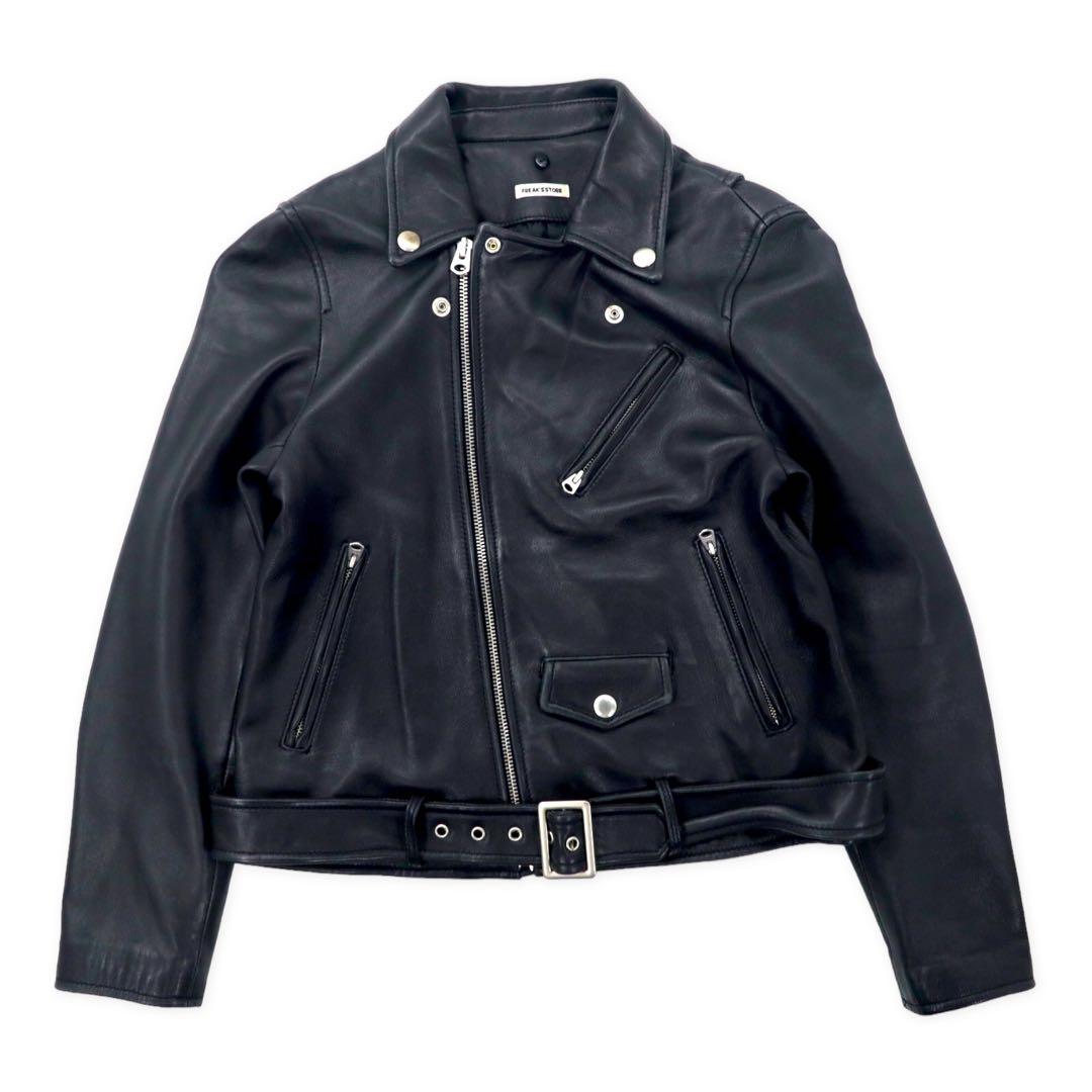 FREAK'S STORE Double Riders Jacket S Black Sheep Leather Lamb Leather Shearling Collar Detachable IDEAL Zip