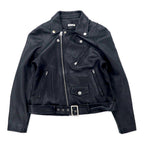 FREAK'S STORE Double Riders Jacket S Black Sheep Leather Lamb Leather Shearling Collar Detachable IDEAL Zip