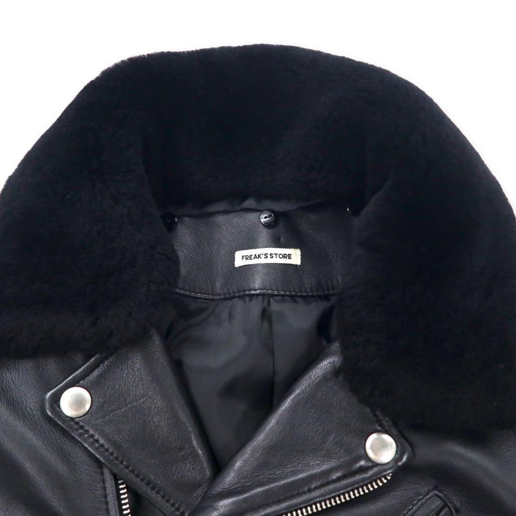 FREAK'S STORE Double Riders Jacket S Black Sheep Leather Lamb Leather Shearling Collar Detachable IDEAL Zip