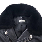 FREAK'S STORE Double Riders Jacket S Black Sheep Leather Lamb Leather Shearling Collar Detachable IDEAL Zip