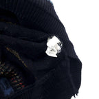 ALLISON WINGATE 3D Design Knit Sweater 58 Navy Wool Acrylic Euro Vintage Big Size