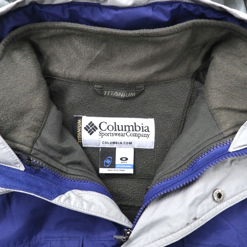 Columbia 3WAY Mountain Parka M Gray Navy Nylon Water Repellent Drawcord Fleece Liner Removable Hood VERTEX JACKET WM7892