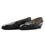 CHANEL flat pumps 22.5cm black leather quilted matelasse made in Italy