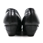 CHANEL flat pumps 22.5cm black leather quilted matelasse made in Italy